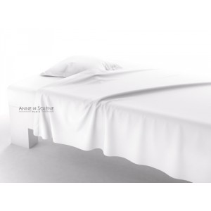 Drap Plat Uni Blanc Percale Anne de Solène 180 x 290